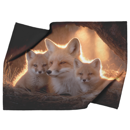 Mother_Fox_And_Cubs_Snuggled_In_Glowing__H_Blanket_Top_Bottom_Folds_Mockup.png