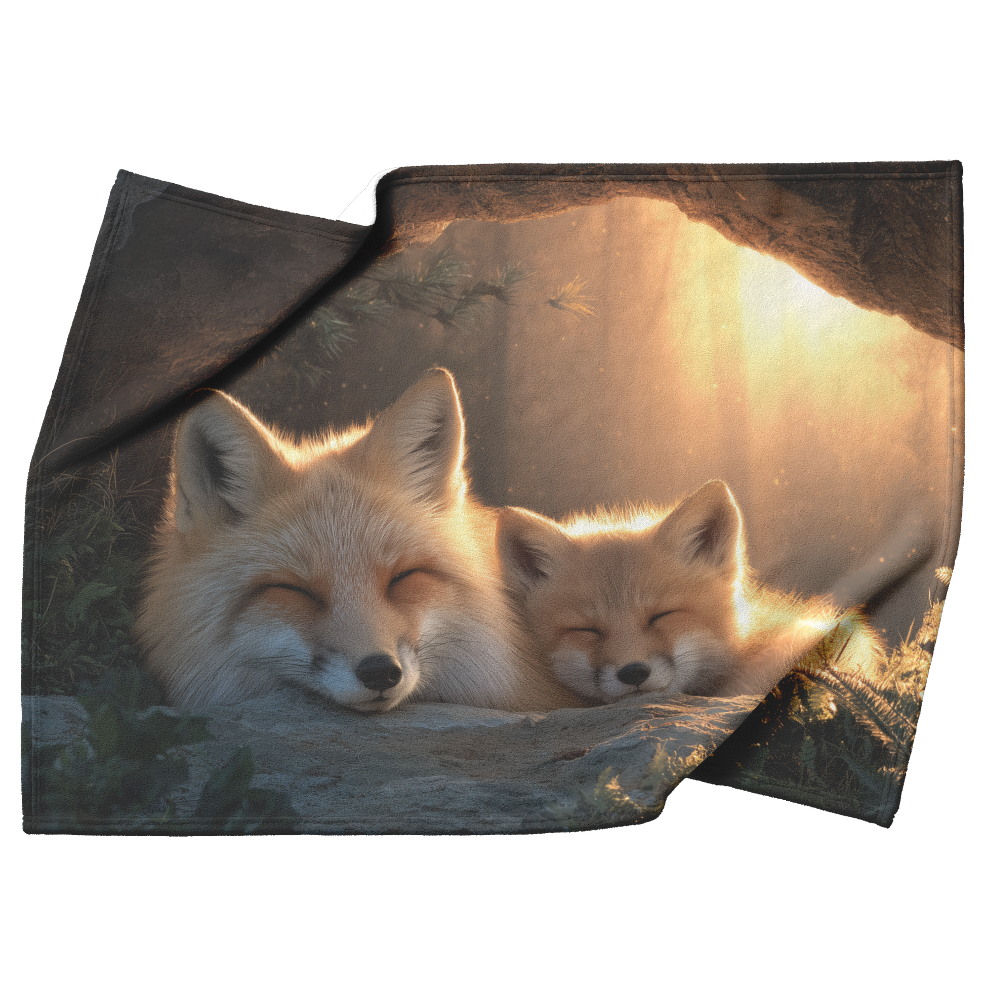 Mother_Fox_And_Cubs_Snuggled_In_Glowing__H_Blanket_Top_Bottom_Folds_Mockup.png