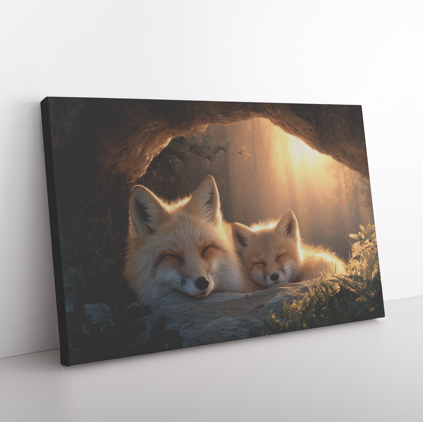 Mother_Fox_and_Cubs_Snuggled_in_Glowing__H_Rectangle_Angle_Floor_Mockup.png_15524207