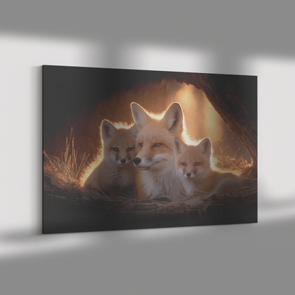 Mother_Fox_and_Cubs_Snuggled_in_Glowing__H_Rectangle_Dramatic_Shadow_Mockup.png_15524214