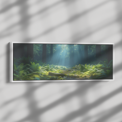 Mystical_Forest_Sunlight_Tall_Redwoods_F_Framed_Canvas_H_Panoramic_Dramatic_Shad_Mockup.png