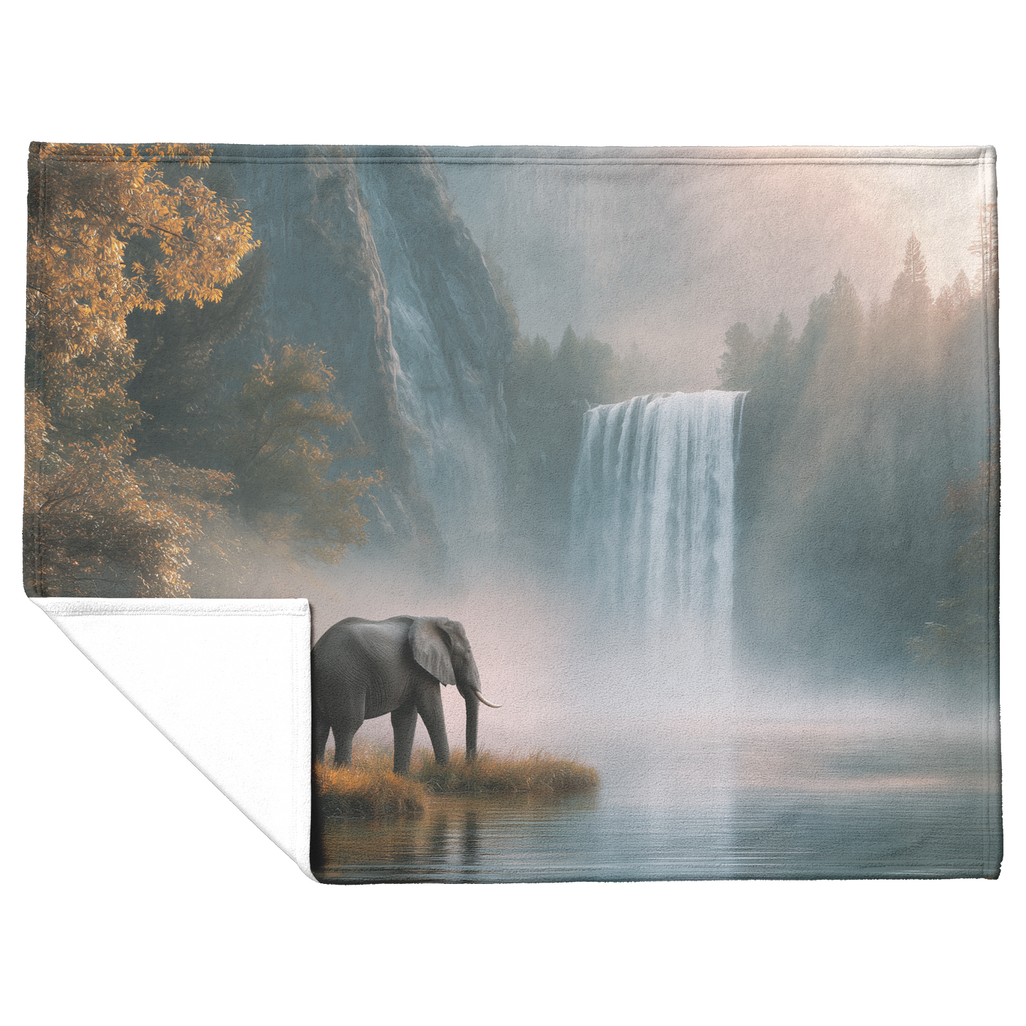 Peaceful_Elephant_Standing_By_Golden_Wat_H_Blanket_Flat_Fold_Mockup.png