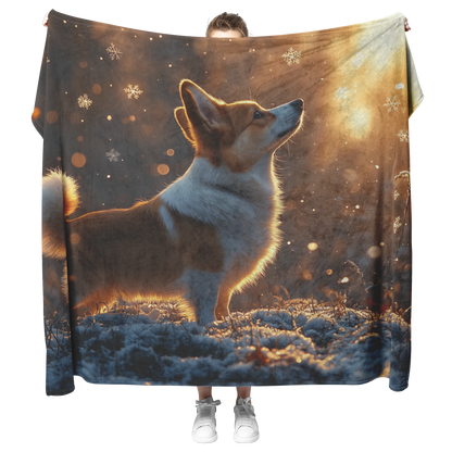 Pembroke_Welsh_Corgi_on_Glowing_Snowy_Hi_H_Blanket_Model_Mockup.png