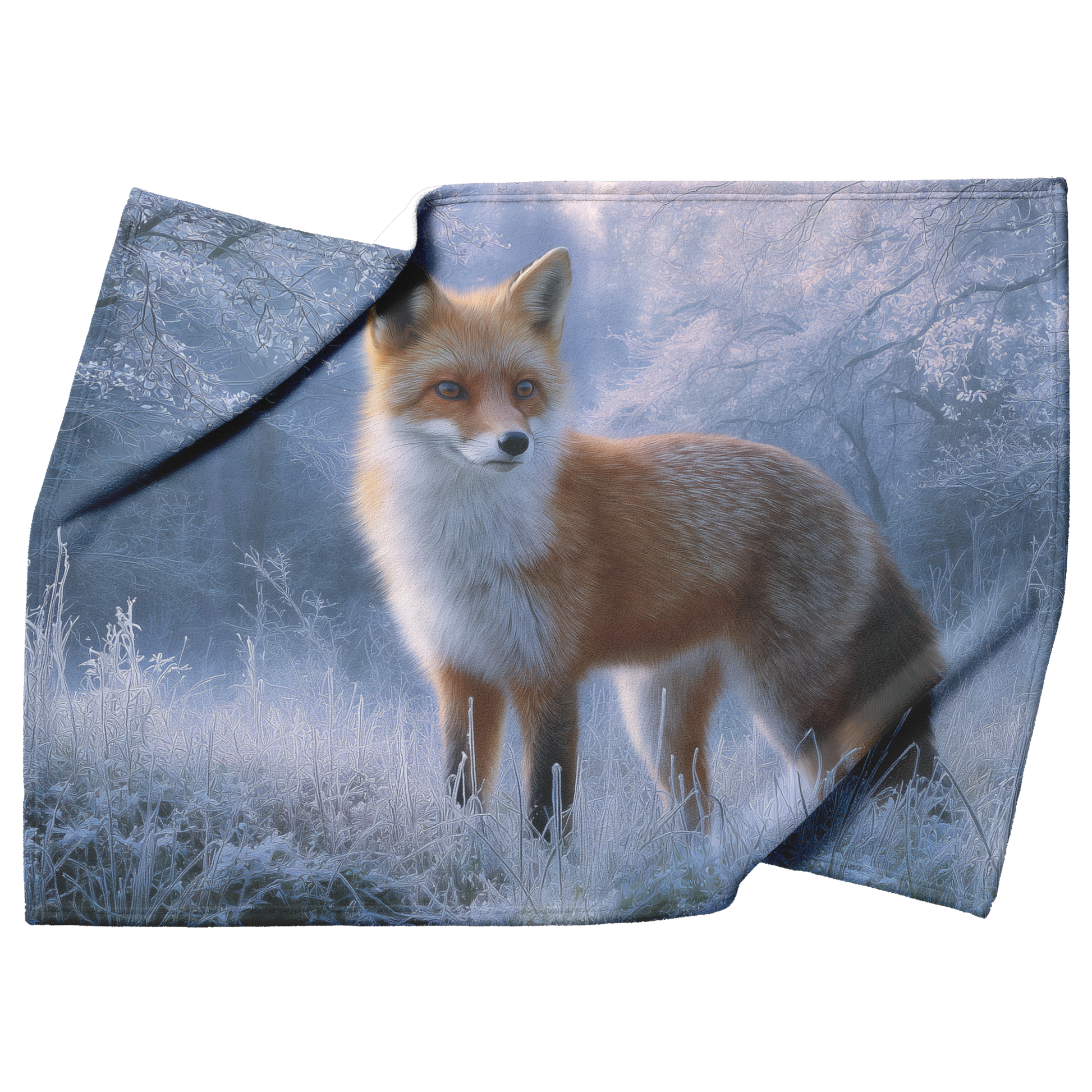 Photorealistic_Red_Fox_With_Shimmering_F_H_Blanket_Top_Bottom_Folds_Mockup.png
