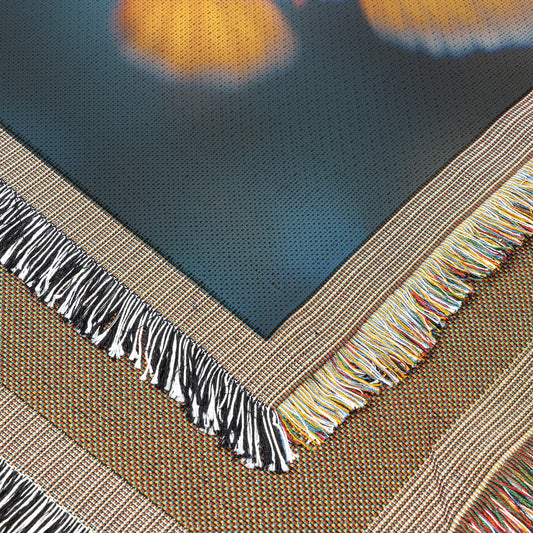 Playful Clownfish Woven Throw Blanket with Sparkling Blue Eyes and Underwater Colors - Awakening Righteousness