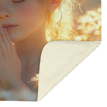 Prayer and Peace Cozy Christian Fleece Sherpa Blanket Wrap Yourself in Faith and Tranquility - Awakening Righteousness