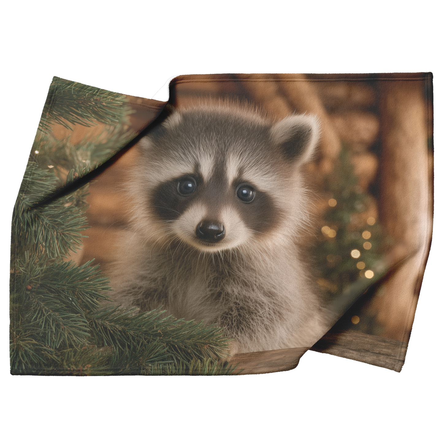 Raccoon_Cub_Decorating_Christmas_Tree_In_H_Blanket_Top_Bottom_Folds_Mockup.png