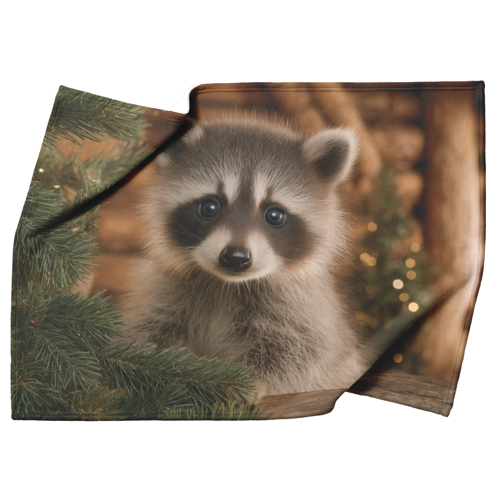Raccoon_Cub_Decorating_Christmas_Tree_In_H_Blanket_Top_Bottom_Folds_Mockup.png