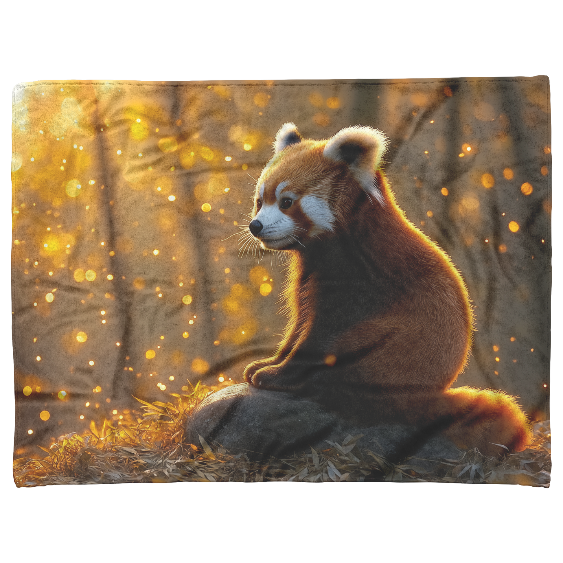 Red_Panda_Sitting_on_a_Glowing_Stone_in__H_Blanket_AS_Flat_Mockup.png