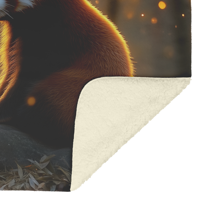 Red_Panda_Sitting_on_a_Glowing_Stone_in__H_Blanket_Sherpa_Mockup.png