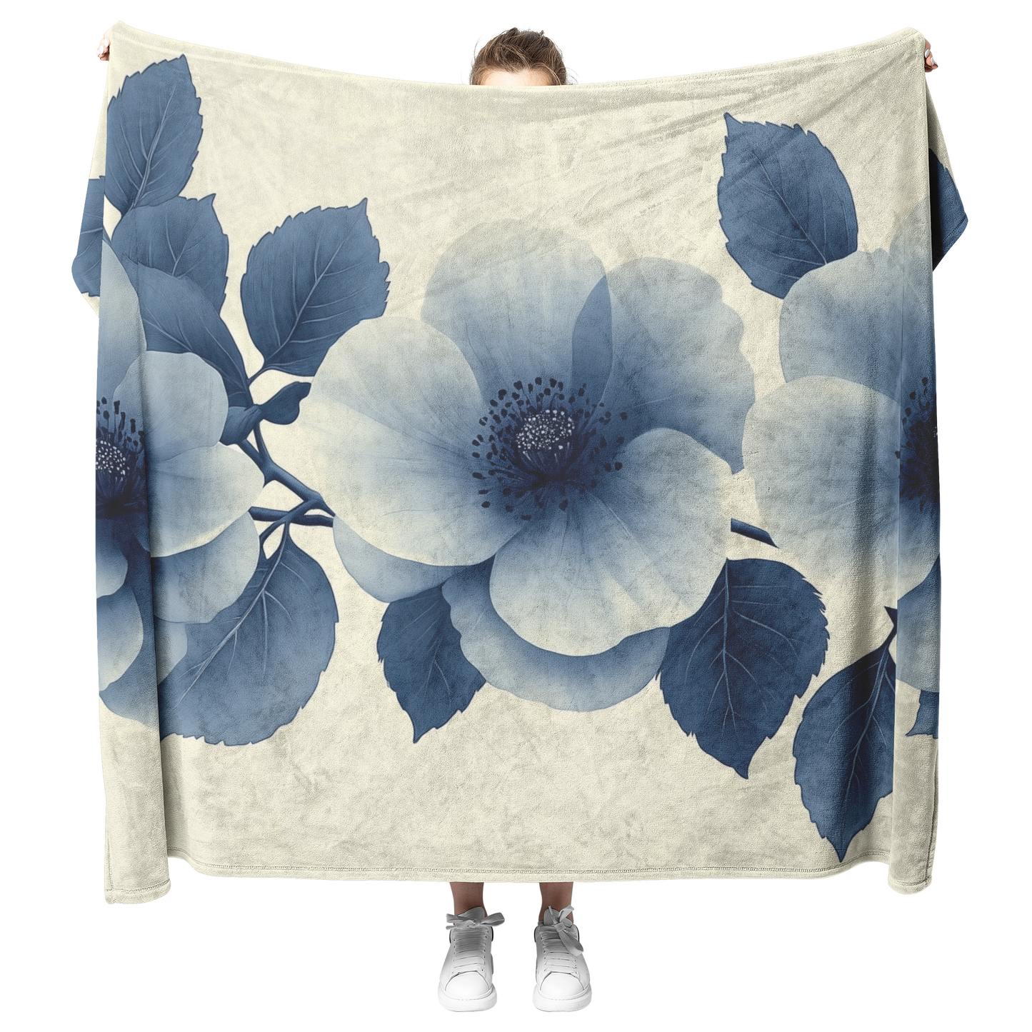 Serene_Botanical_With_Minimalist_Monochr_H_Blanket_Model_Mockup.png