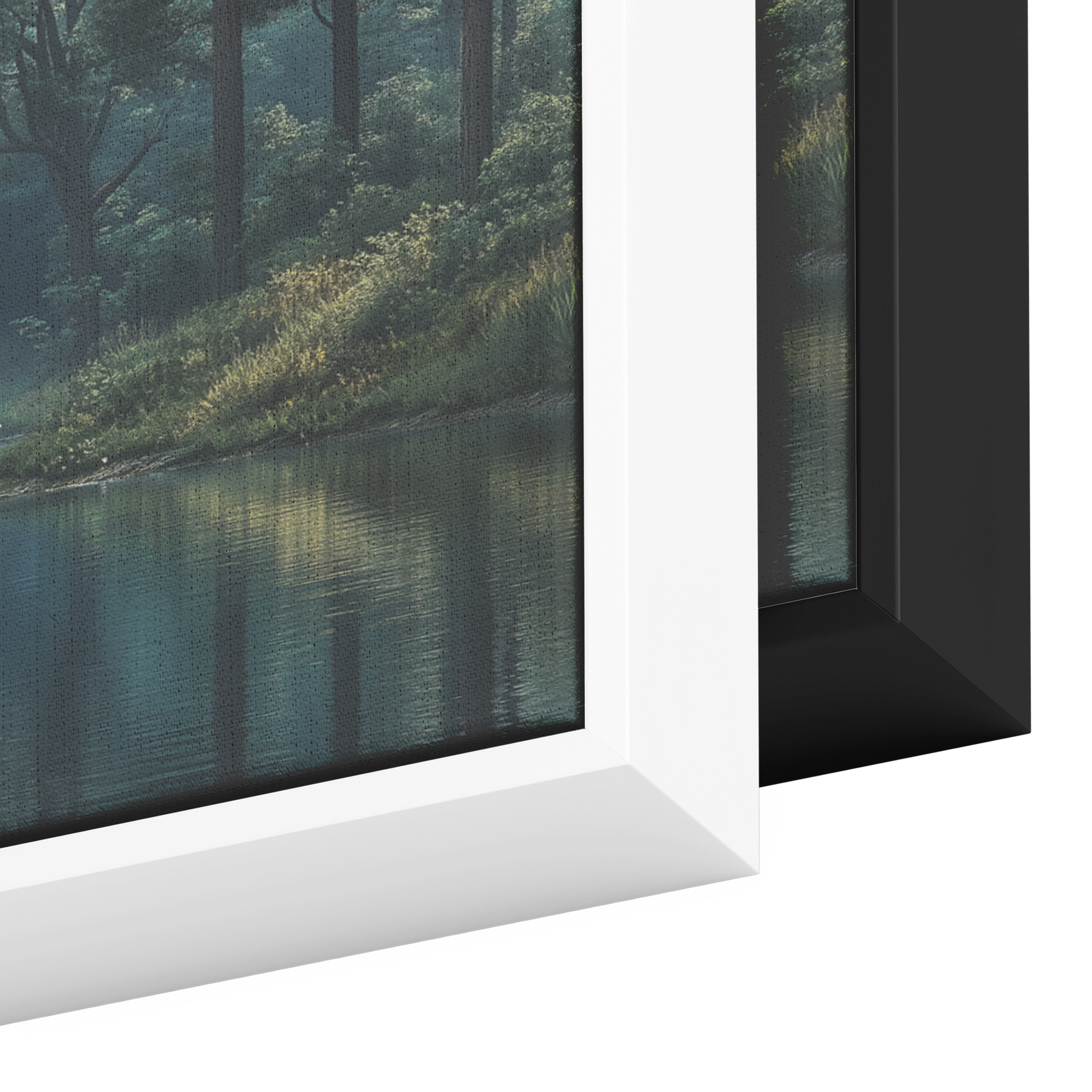 Serene_Forest_Lake_Dense_Trees_Soft_Refl_Framed_Canvas_H_Panoramic_Color_Options_Mockup.png