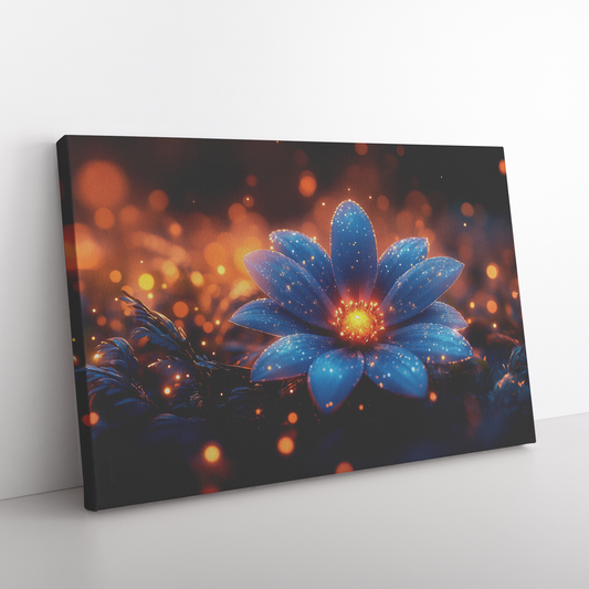 Single_Glowing_Blue_Daisy_with_Golden_Mi_H_Rectangle_Angle_Floor_Mockup.png