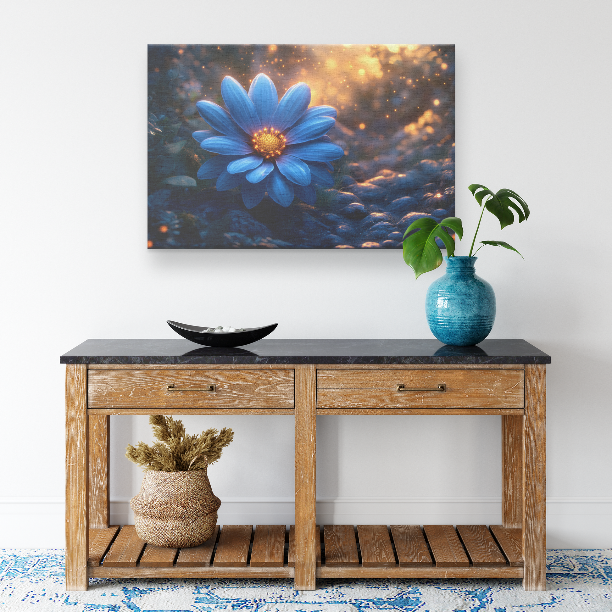 Single_Glowing_Blue_Daisy_with_Golden_Mi_H_Rectangle_Smaller_Lifestyle_Mockup.png