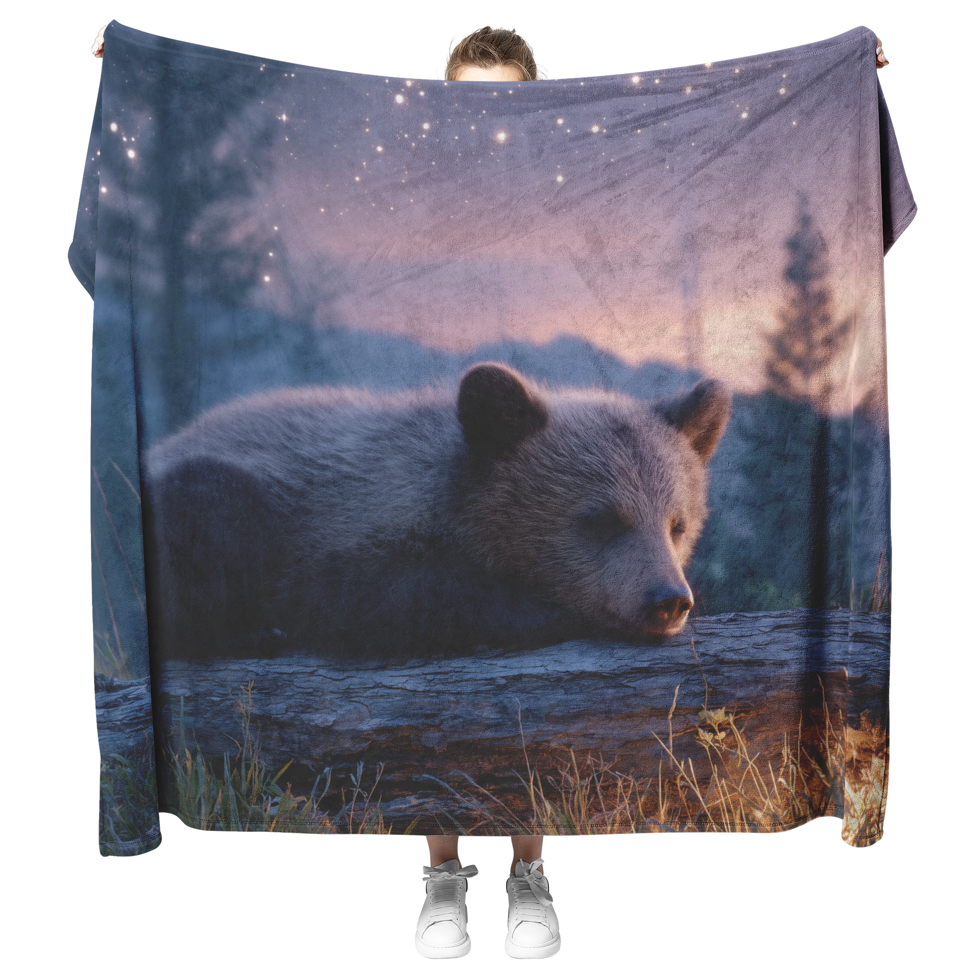 Sleepy_Bear_Cub_Napping_On_Glowing_Log_U_H_Blanket_Model_Mockup.png