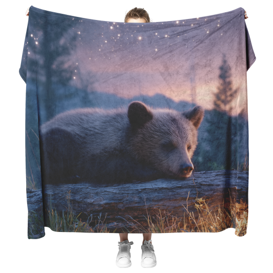 Sleepy_Bear_Cub_Napping_On_Glowing_Log_U_H_Blanket_Model_Mockup.png