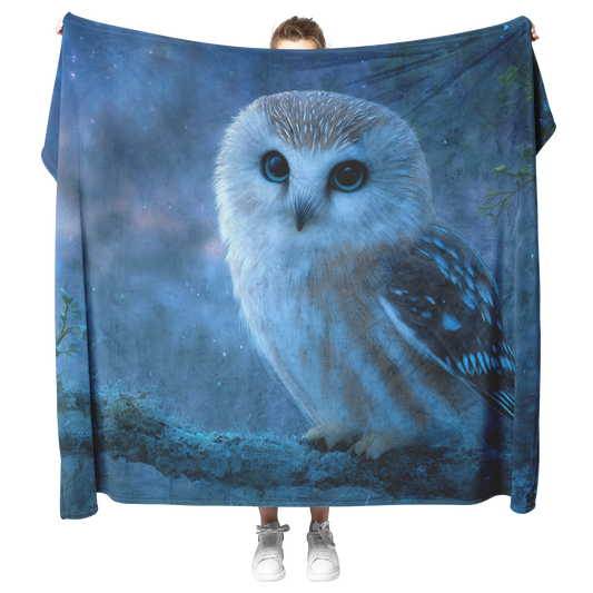 Sleepy_Owl_With_Blue_Eyes_Perched_On_Sta_H_Blanket_Model_Mockup.png