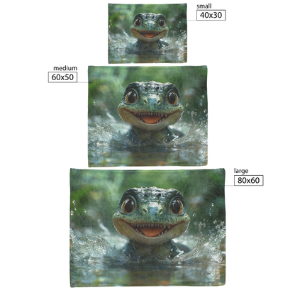 Small_T-Rex_Splashing_in_Puddle_With_Hap_H_Blanket_Size_Options_Mockup.png