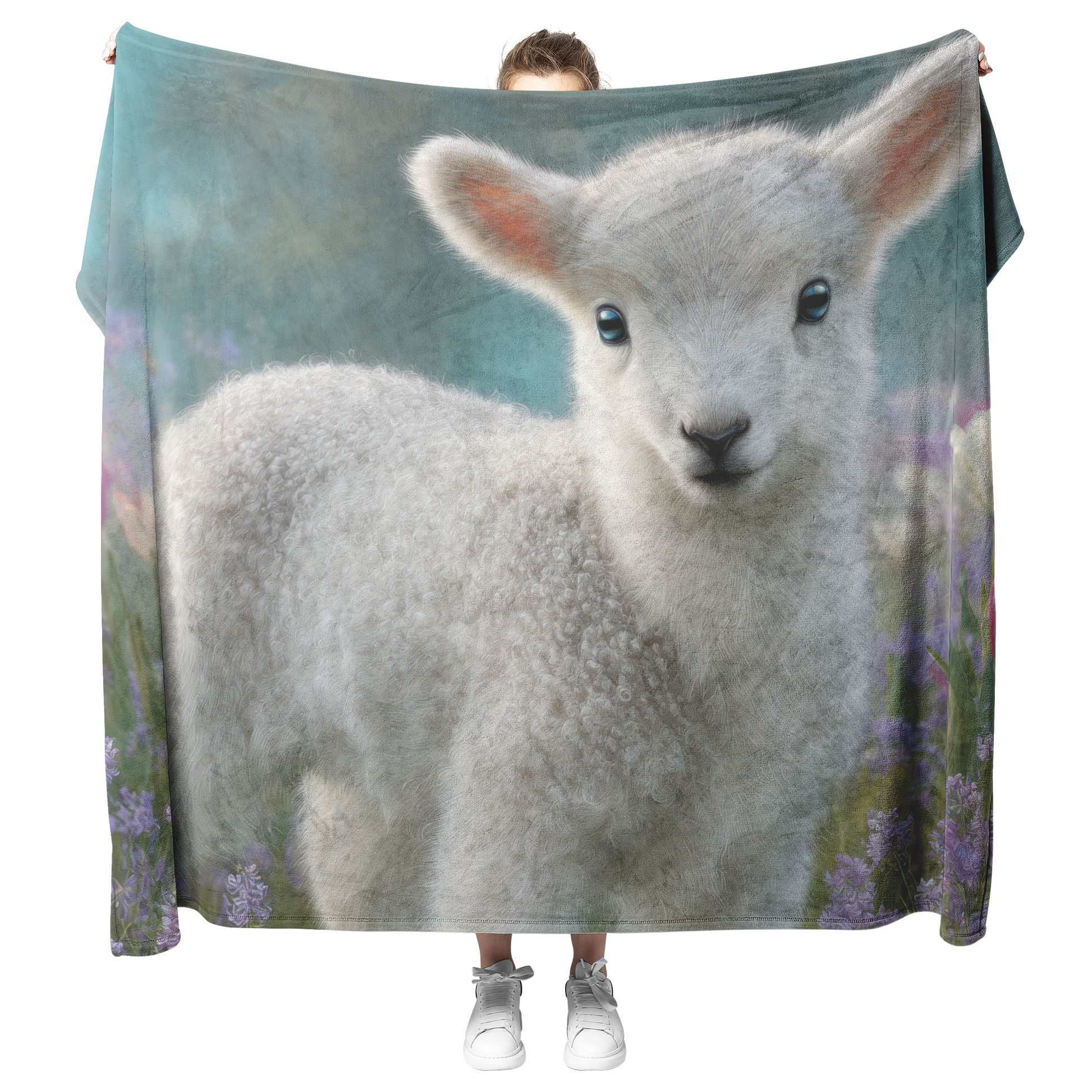 Smiling_Baby_Lamb_With_Fluffy_White_Wool_H_Blanket_Model_Mockup.png