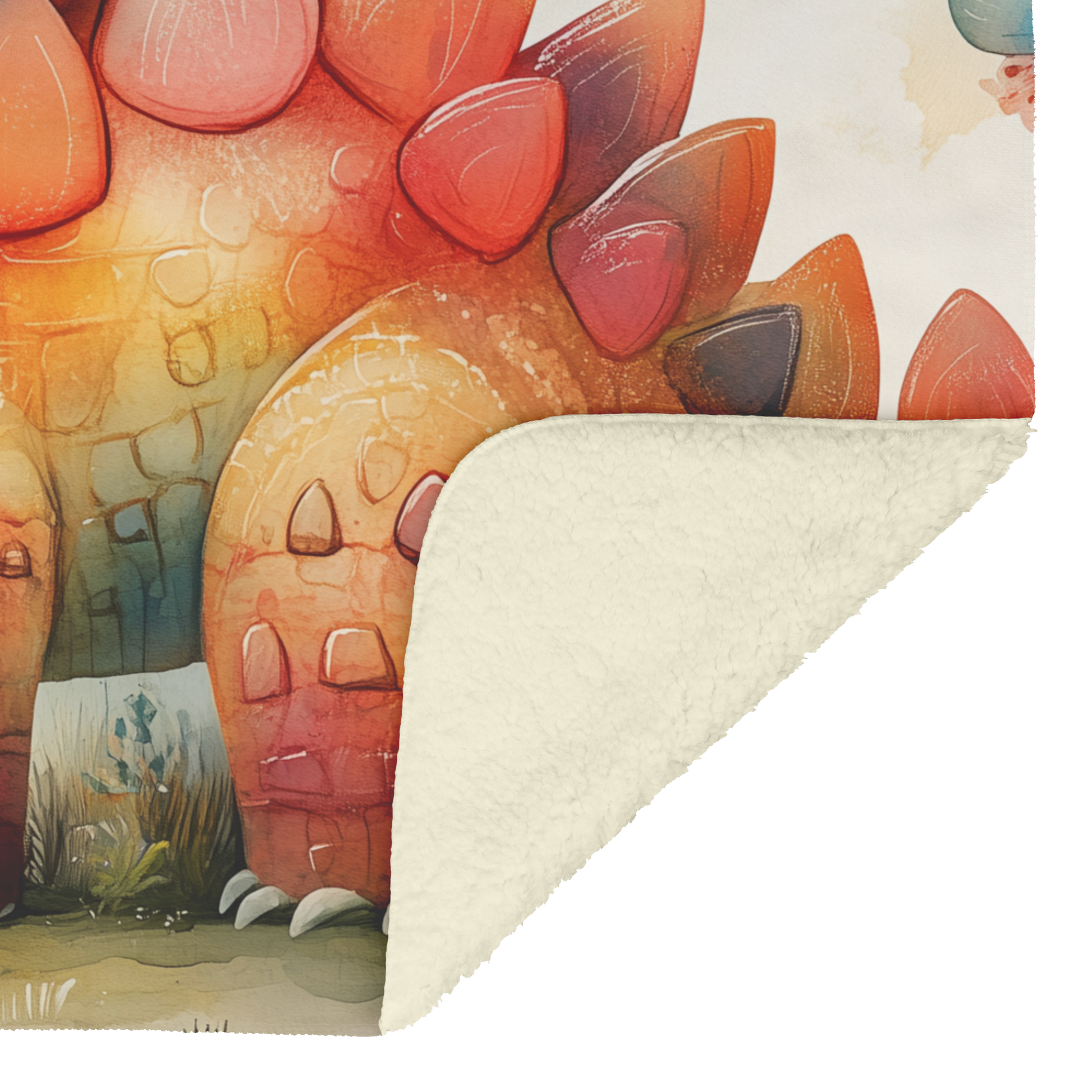 Stegosaurus_With_Colorful_Plates_Playing_H_Blanket_Sherpa_Mockup.png