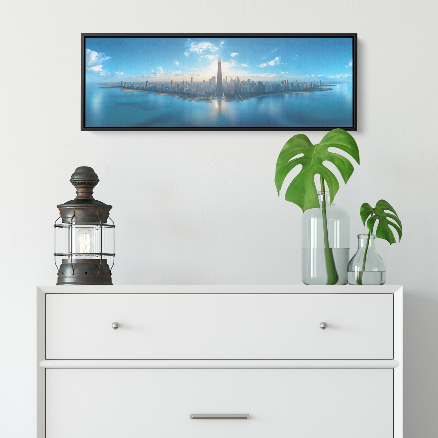 Sunny_Daytime_Skyline_of_Chicago_Willis__Framed_Canvas_H_Panoramic_Small_Lifesty_Mockup.png
