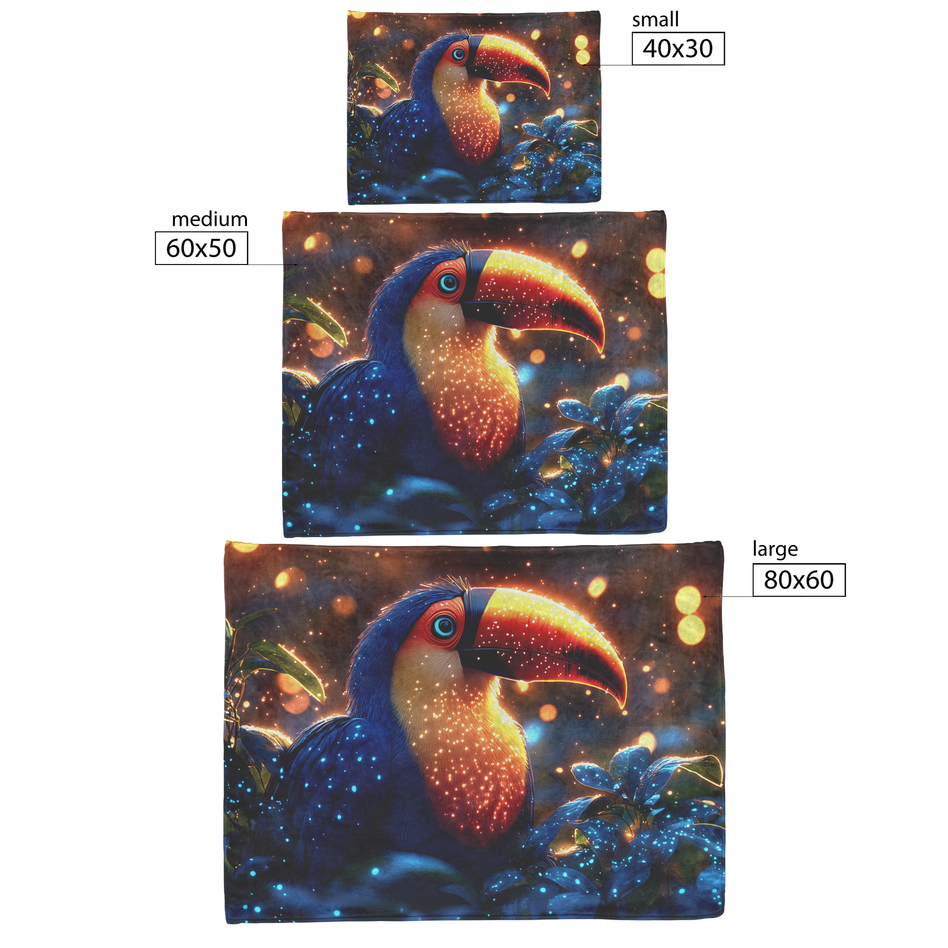 Toucan_with_Bioluminescent_Plants_and_Bl_H_Blanket_Size_Options_Mockup.png