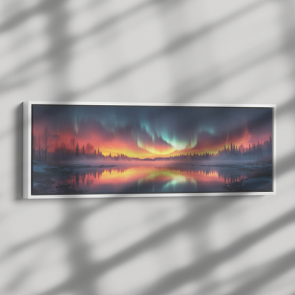 Tranquil_Northern_Lights_Reflection_Wide_Framed_Canvas_H_Panoramic_Dramatic_Shad_Mockup.png