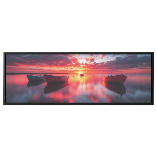 Tranquil_Sunset_Fishing_Boats_Calm_Water_Framed_Canvas_H_Panoramic_Main_Mockup.png