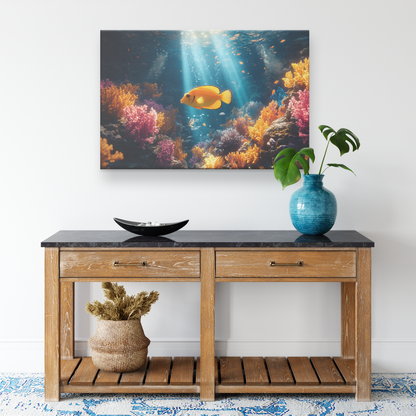 Triggerfish_Swimming_Through_Glowing_Tro_H_Rectangle_Smaller_Lifestyle_Mockup.png