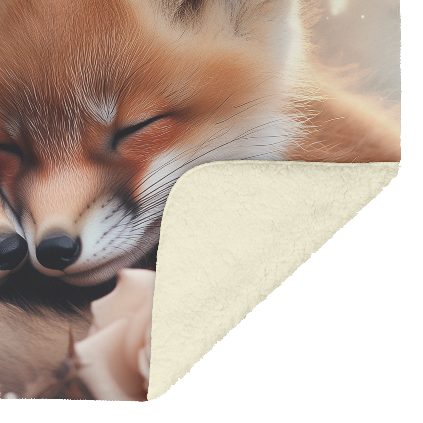 Two Baby Foxes Cuddled Inside Heart Shaped Wreath of Roses Sherpa Fleece Throw Blanket Cute Cozy Design Loving Valentines Day Gift