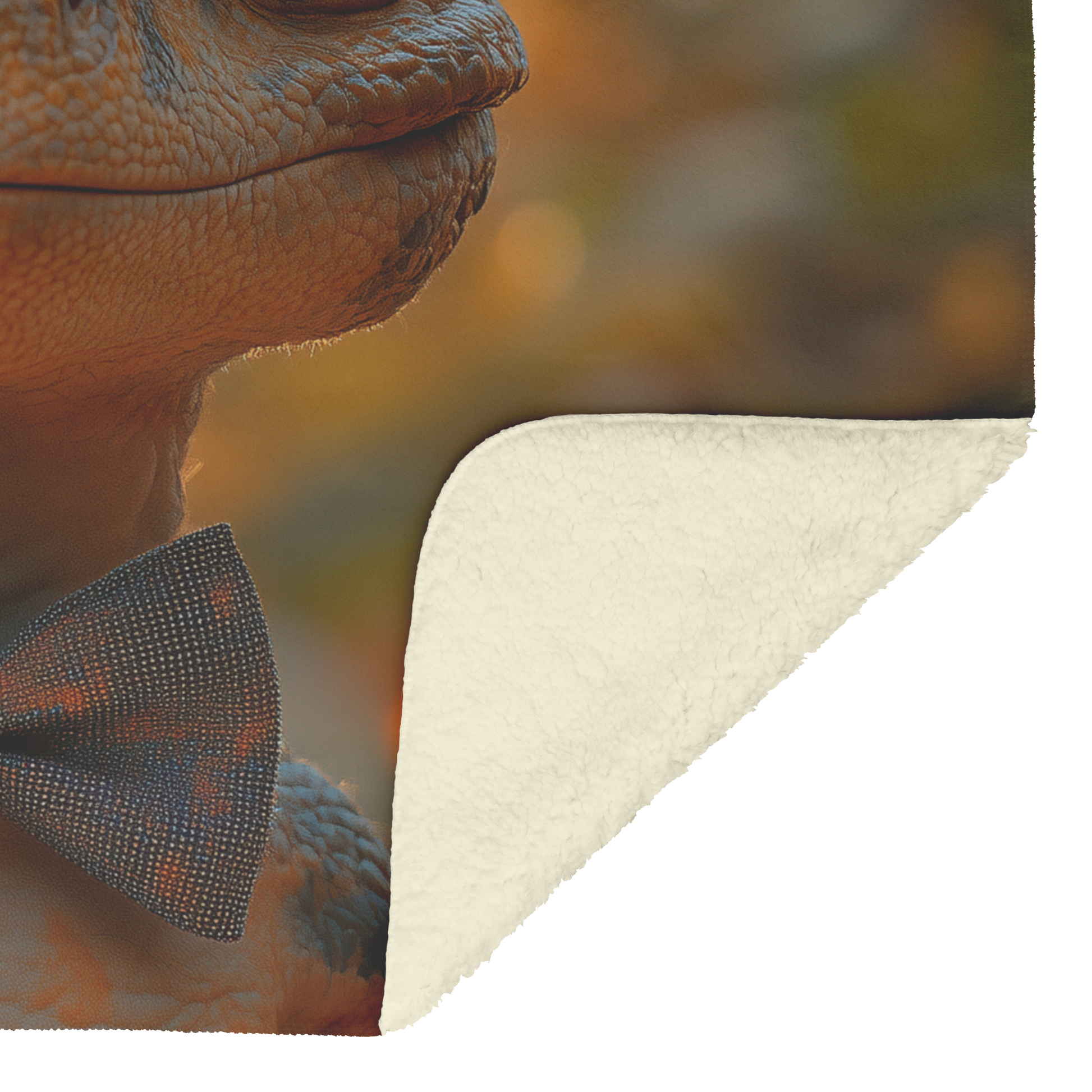 Velociraptor_Wearing_Tiny_Bow_Tie_Surrou_H_Blanket_Sherpa_Mockup.png