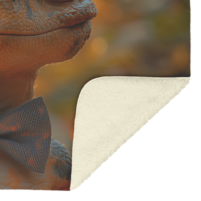 Velociraptor_Wearing_Tiny_Bow_Tie_Surrou_H_Blanket_Sherpa_Mockup.png