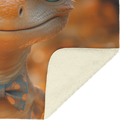 Velociraptor_Wearing_Tiny_Bow_Tie_Surrou_H_Blanket_Sherpa_Mockup.png