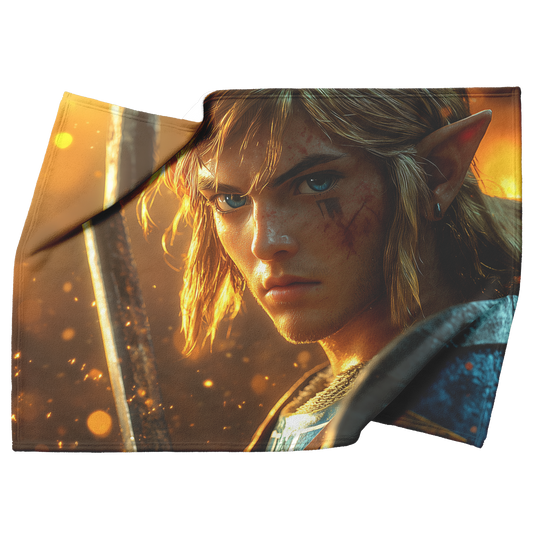 Vibrant_Design_of_Link_With_Master_Sword_H_Blanket_Top_Bottom_Folds_Mockup.png