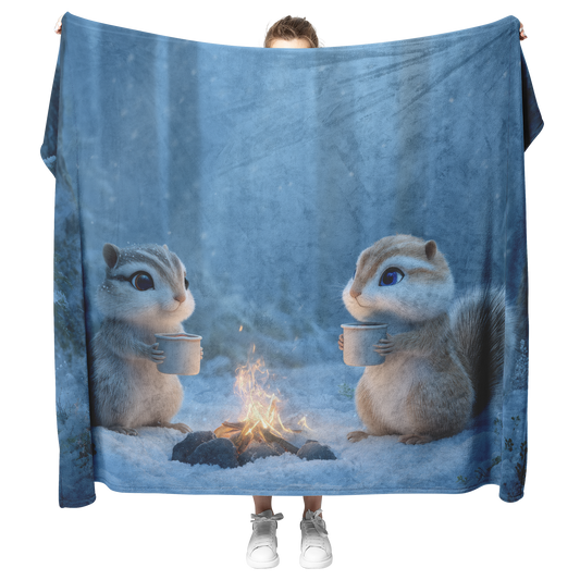 Woodland_Creatures_With_Blue_Eyes_Sippin_H_Blanket_Model_Mockup.png