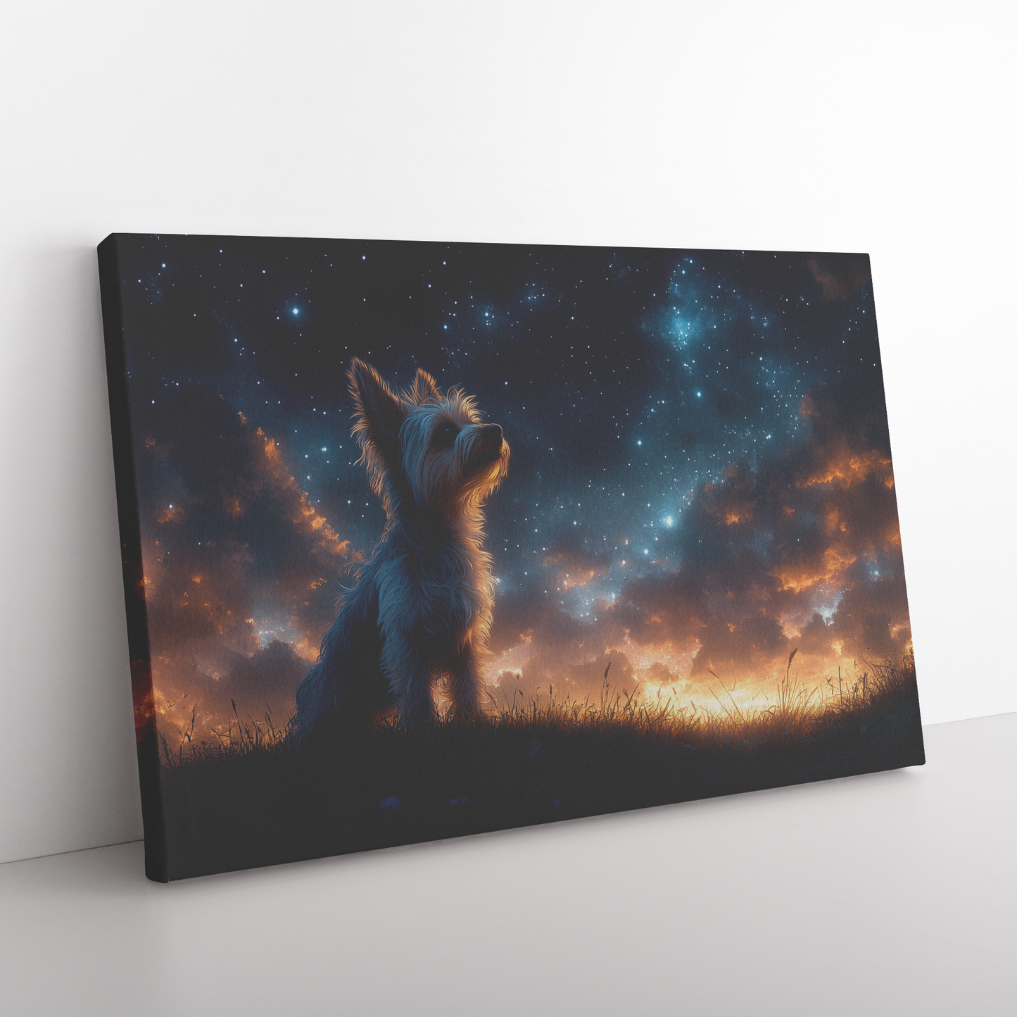 Yorkshire_Terrier_on_Glowing_Grassy_Hill_H_Rectangle_Angle_Floor_Mockup.png