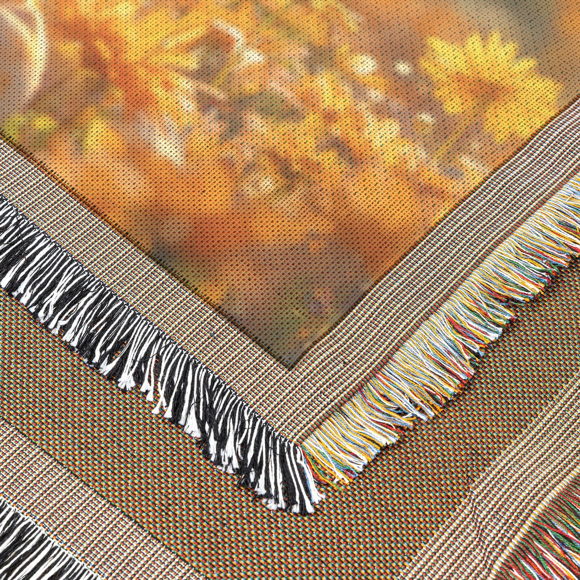 Young Girl in Prayer Amidst Vibrant Flowers Bathed in Golden Hour Light  Christian Woven Throw Blanket Symbolizing Faith Serenity Innocence and Tranquility for Spiritual Home Decor - Awakening Righteousness