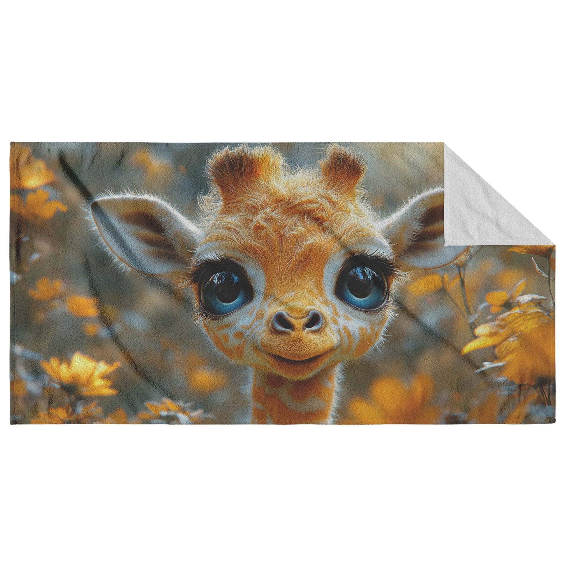 Adorable Baby Giraffe with Big Blue Eyes Plush Beach Towel Ultra Soft Nature Inspired Design for Beach Pool or Travel - Awakening Righteousness