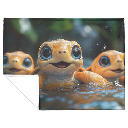 Adorable Baby Giraffe with Blue Eyes in Magical Enchanted Cozy Forest Fleece Sherpa Blanket - Awakening Righteousness