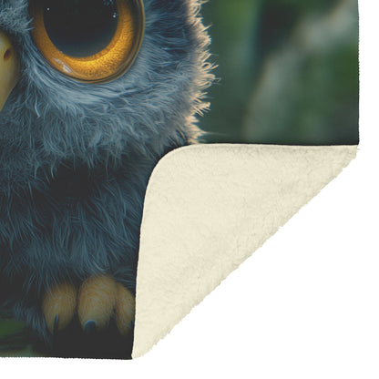 Adorable Baby Owl Cozy Fleece Sherpa Blanket with Serene Forest Charm - Awakening Righteousness