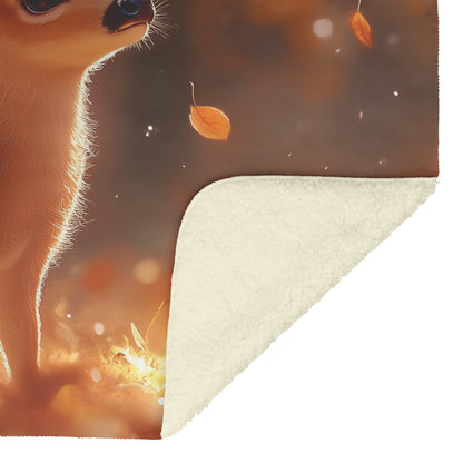 Adorable Fawn in Autumn Forest Fleece Sherpa Blanket for Cozy Home Decor - Awakening Righteousness