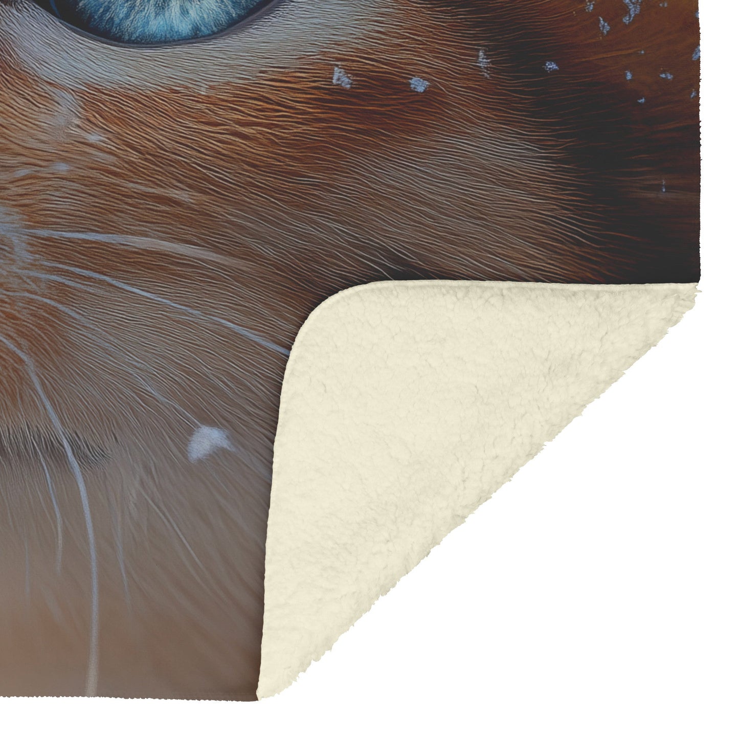 Adorable Orange Cat with Blue Eyes Surrounded by Snowflakes Cozy Fleece Sherpa Blanket - Awakening Righteousness