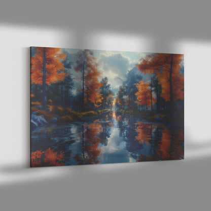 Autumn Serenity Peaceful Forest Reflection Christian Canvas Wall Art Decor - Awakening Righteousness