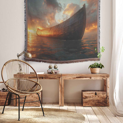 Serene Noah's Ark Floating on the Ocean Christian Throw Blanket  Cozy Woven Kids Comfort Blanket with Hope  Holy Faith Inspired Prayer Healing Blanket for Children