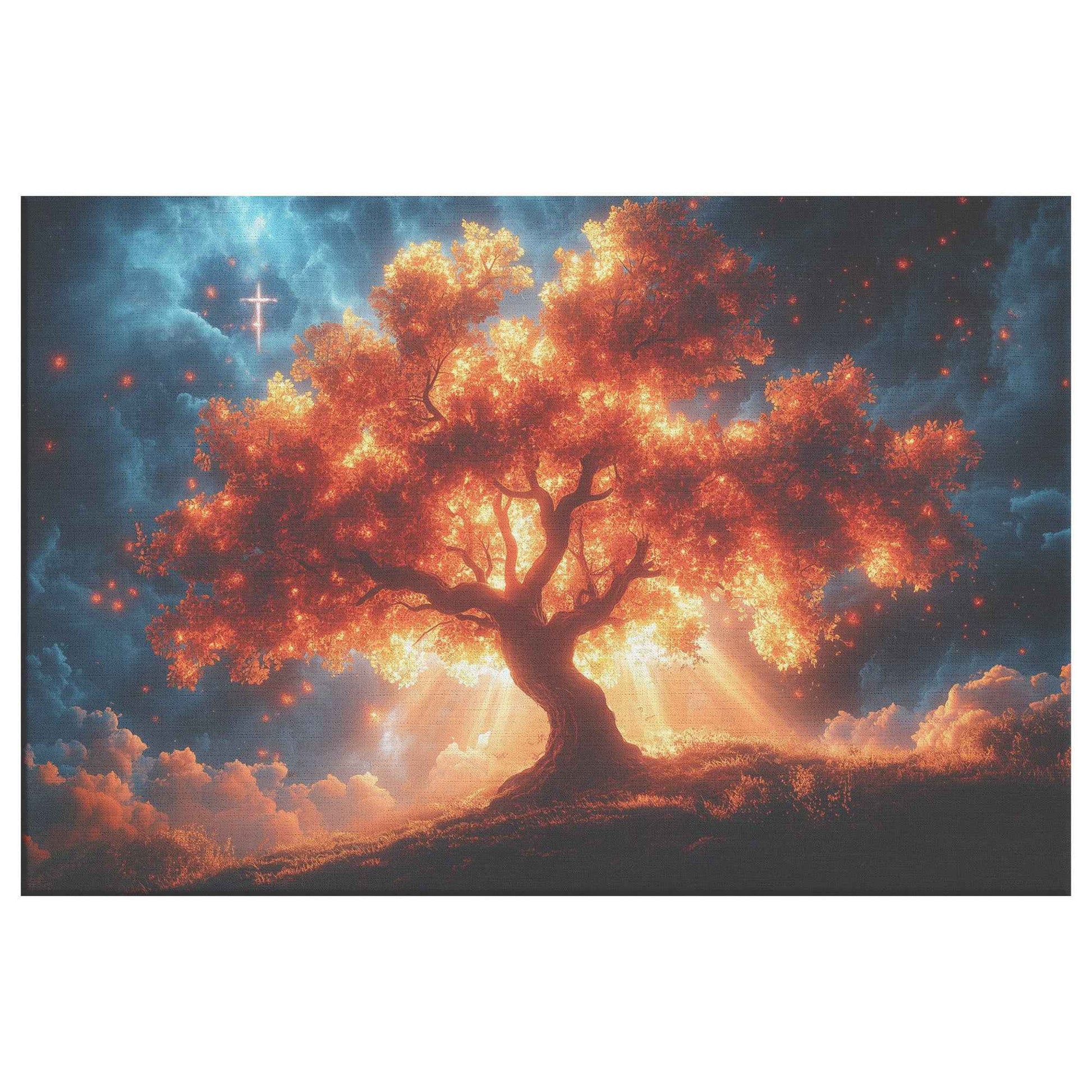 The Beautiful Red Tree Of Life In The Garden Of Eden   Christian Canvas Wall Art Decor