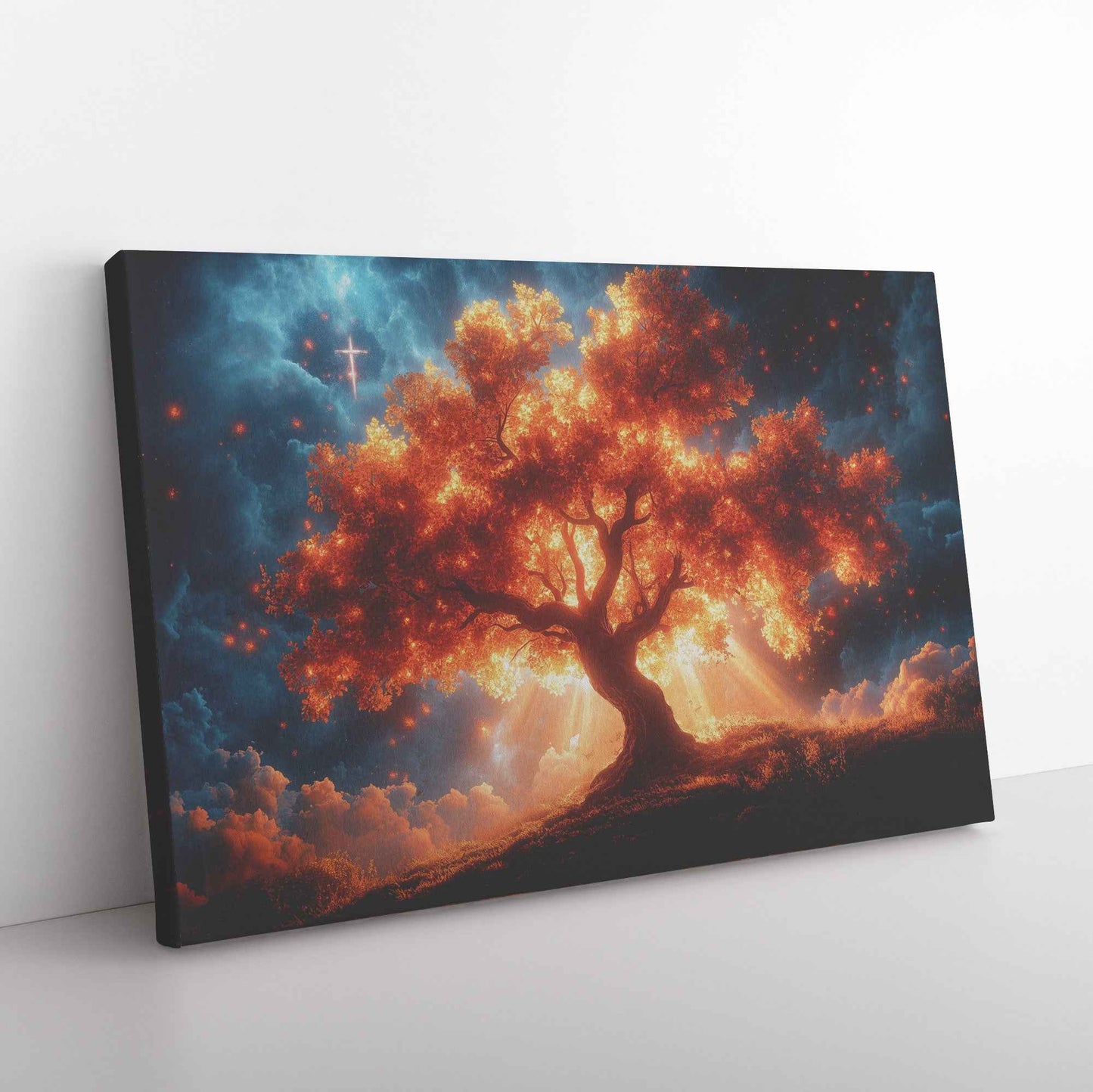 The Beautiful Red Tree Of Life In The Garden Of Eden   Christian Canvas Wall Art Decor
