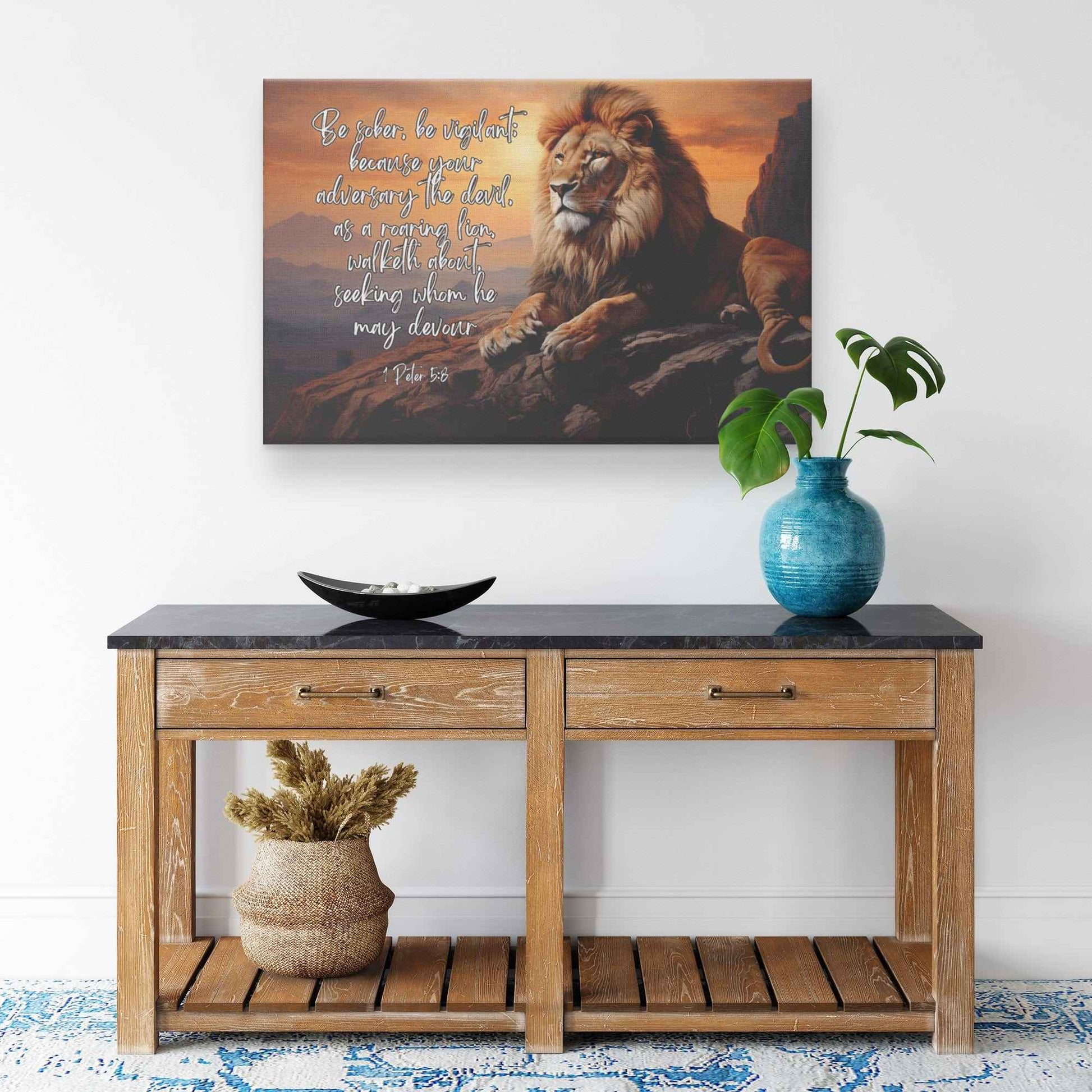 1 Peter 58 Canvas Wall Art Be sober be vigilant; because your adversary the devil as a roaring lion walketh about seeking whom he may devour