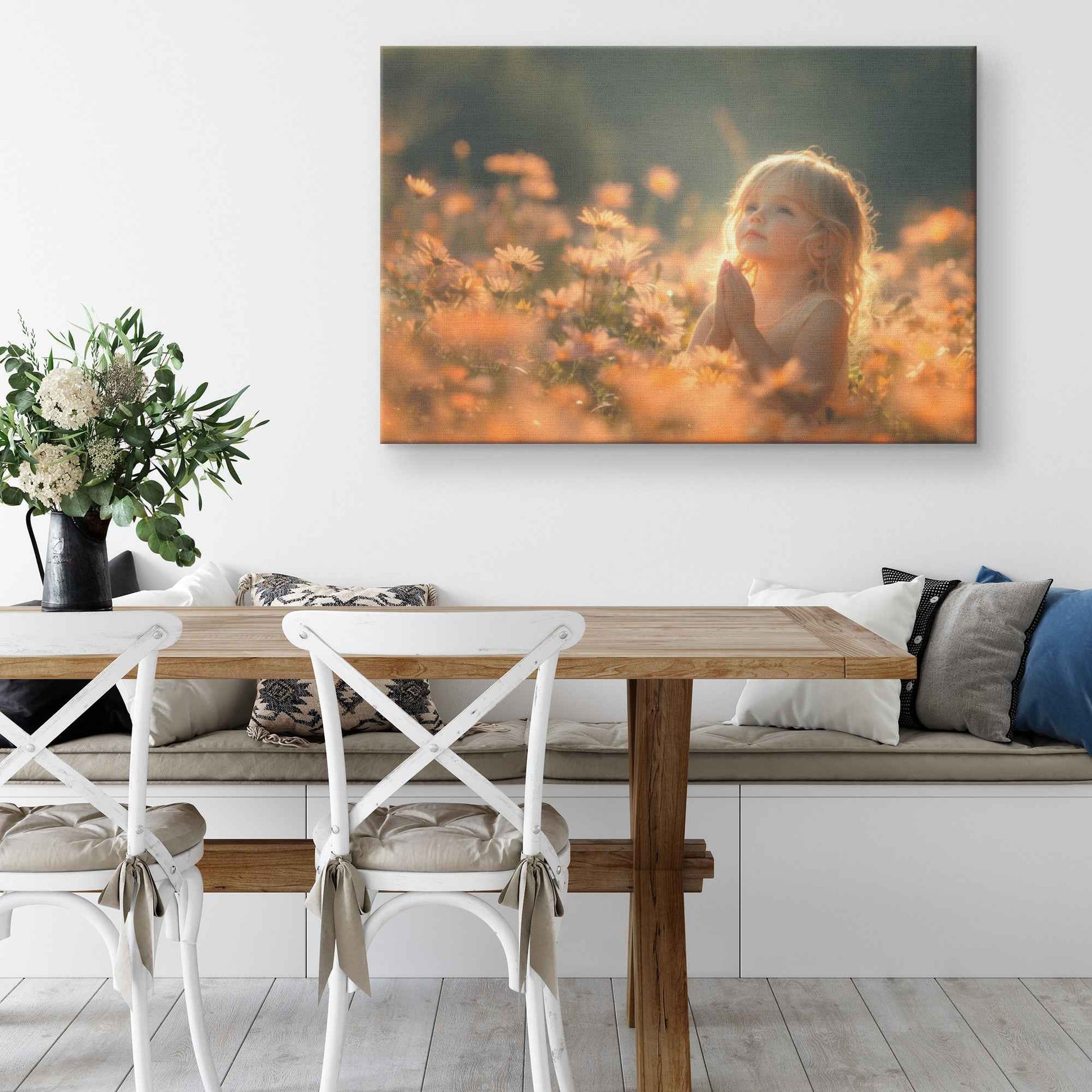 A Little Girl Amongst Orange Blossoms   Heartwarming Christian Canvas Wall Art Decor