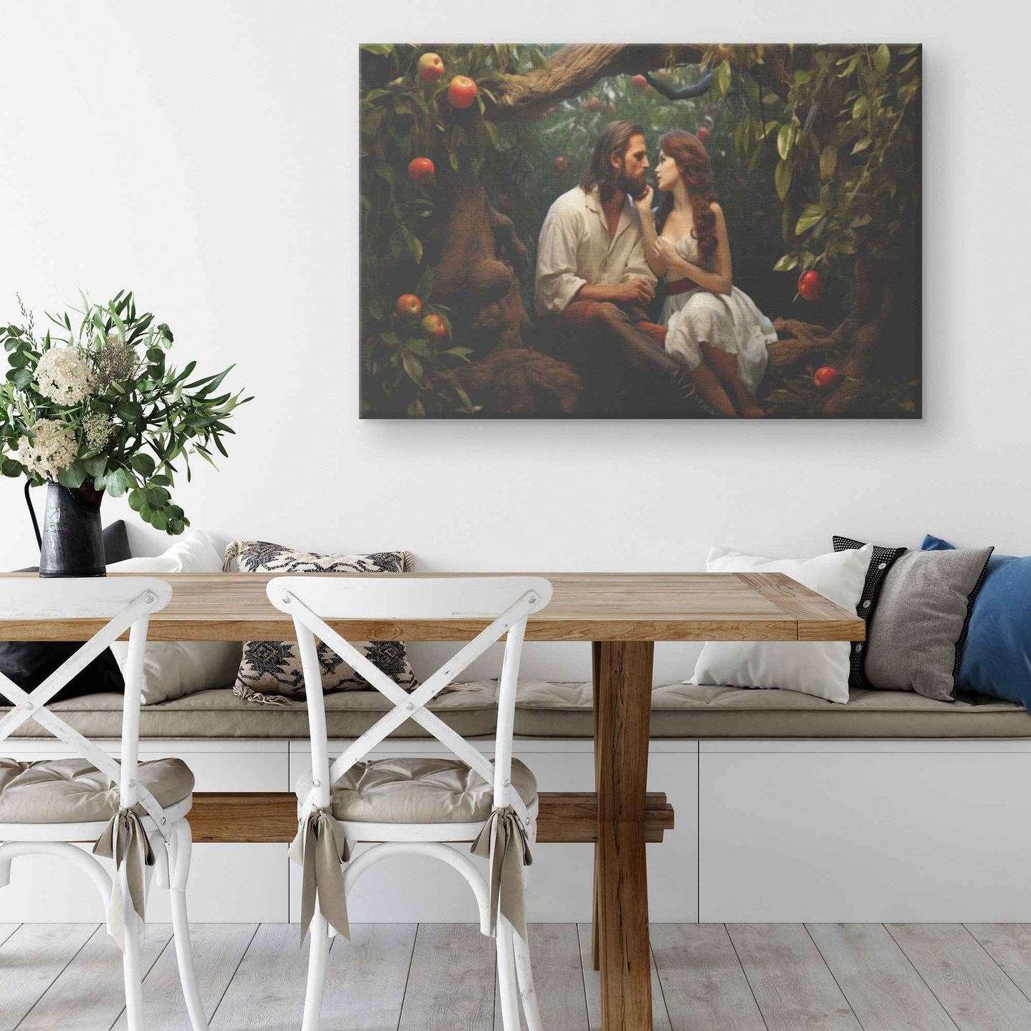 Adam & Eve In The Garden Of Eden In Love Canvas Wall Art