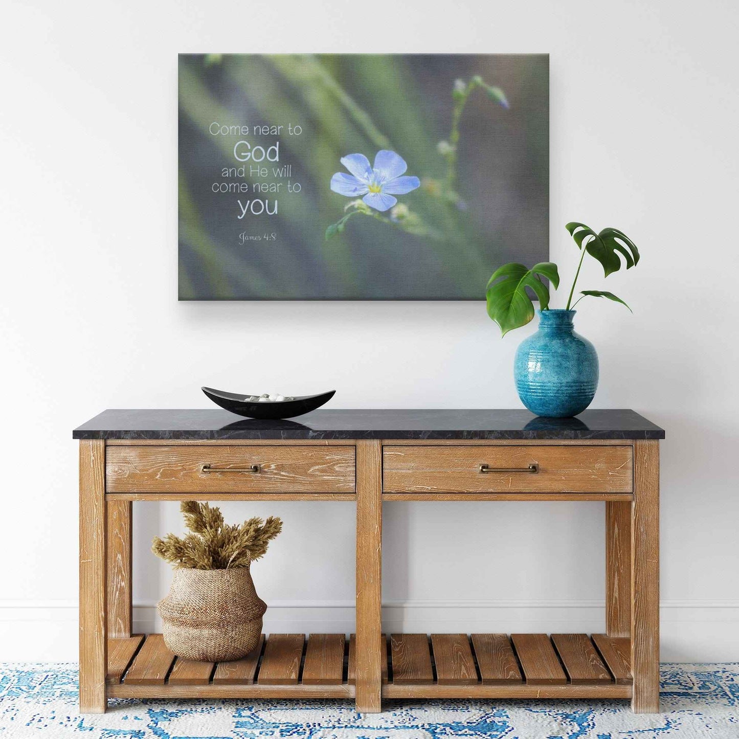 Come Near To God & He Will Come Hear To You James 48 Christian Canvas Wall Art